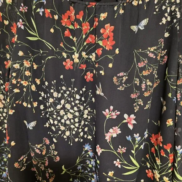 Alice + Olivia Floral Garden Top Size XS Butterfly Spring Blouse Peasant Designe - Picture 7 of 11